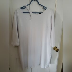 Boston Proper White 3/4 Sleeve Jersey Dress with cutouts Size L